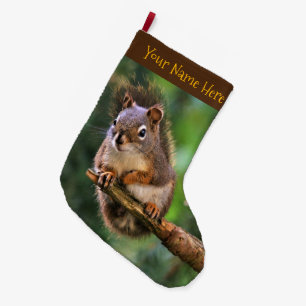 Saucy Red Squirrel i Fir Stor Julstrumpa