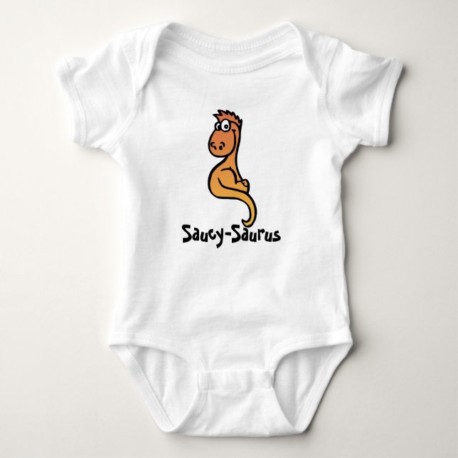 Saucy-Saurus: Whimsical Dino Charm T Shirt (Framsida)