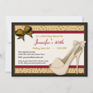 Saucy Tan Heels and Leopard bjudande - Red Guld Inbjudningar