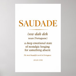 Saudade – minimalistisk portugisisk definitionspri poster