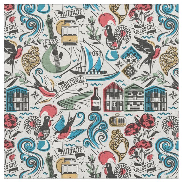 Saudade // populära motiv från Portugal Tyg (Närbild)