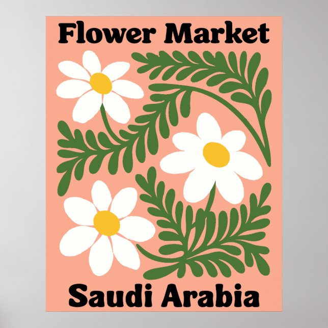 Saudi Arabia Flower Market White Daisy Wall Poster (Framsidan)