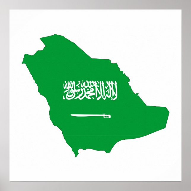 saudi arabia land flagga-symbolen karta poster (Framsidan)