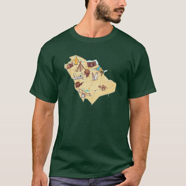 saudi arabiska karta t-skjorta t shirt (Framsida)