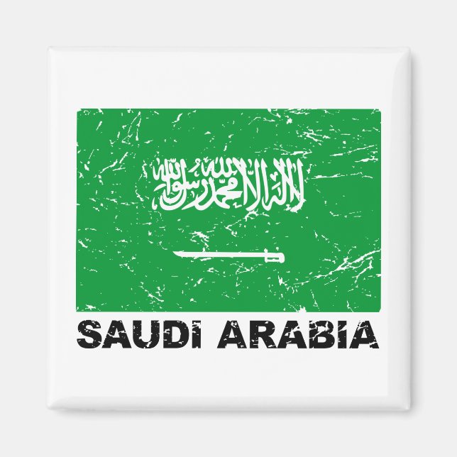 Saudia Arabia Vintage Flagga Magnet (Framsidan)
