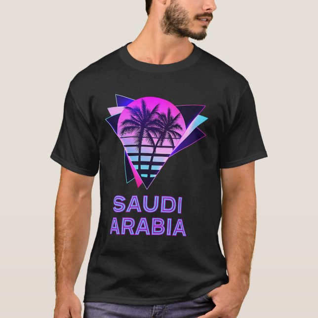 Saudiarabien, 80-tal Handflatan Träd Retro Saudiar T Shirt (Framsida)