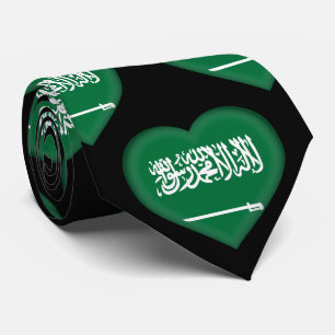 Saudiarabien Flagga Färg Heart Mönster Neck Tie Slips