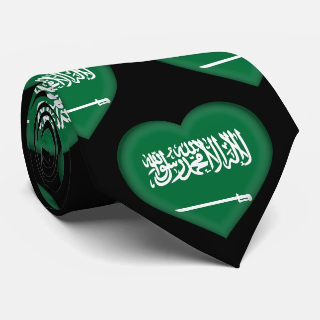 Saudiarabien Flagga Färg Heart Mönster Neck Tie Slips (Rullad)