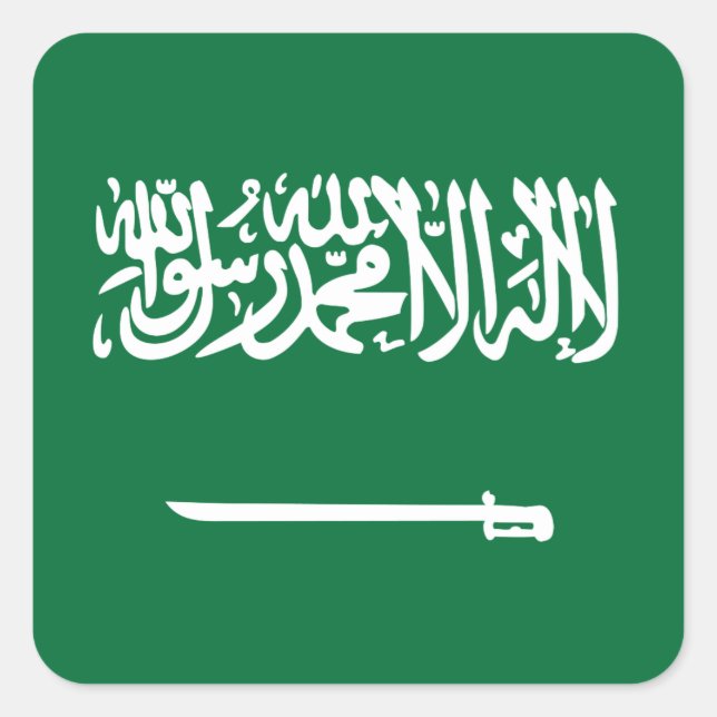 Saudiarabien Flagga Fyrkantigt Klistermärke (Framsida)