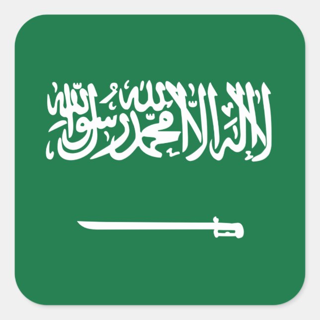 Saudiarabien Flagga Fyrkantigt Klistermärke (Framsida)