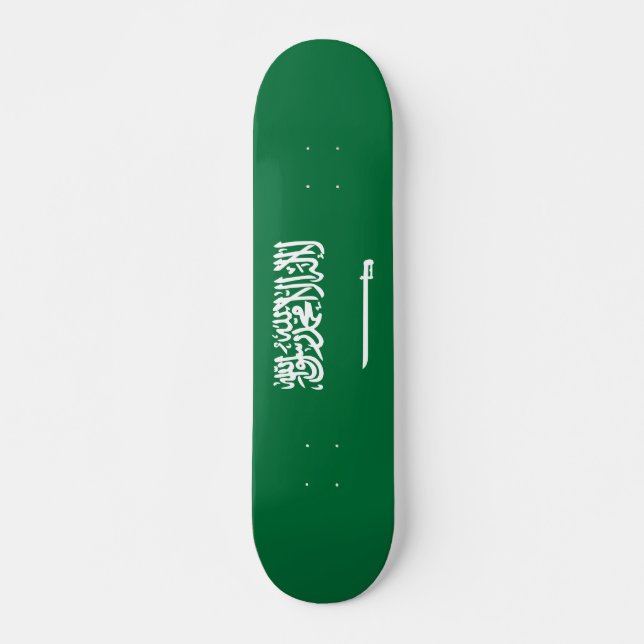Saudiarabien flagga mini skateboard bräda 18,5 cm (Framsida)
