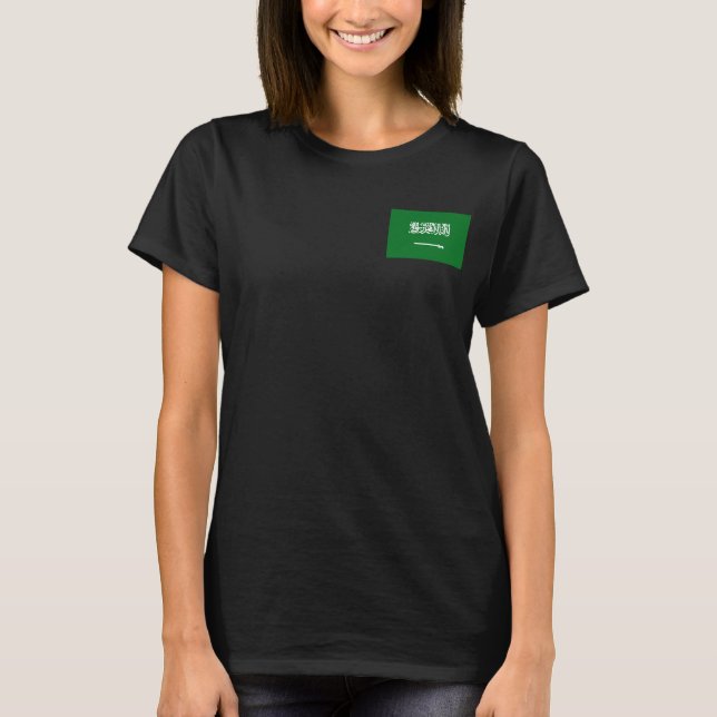 Saudiarabien Flagga och Karta dk T-Shirt (Framsida)