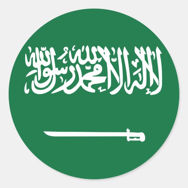 Saudiarabien Flagga Sticker Runt Klistermärke (Framsida)