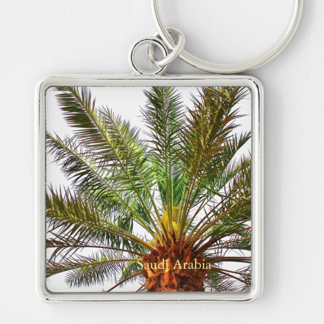 Saudiarabien Fyrkantig Silverfärgad Nyckelring (Framsidan)