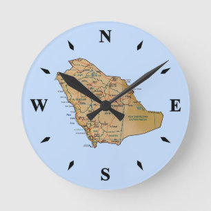 Saudiarabien Karta Clock Rund Klocka