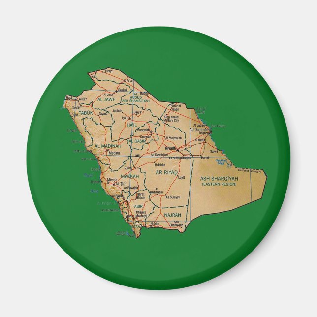 Saudiarabien Karta Magnet (Framsidan)