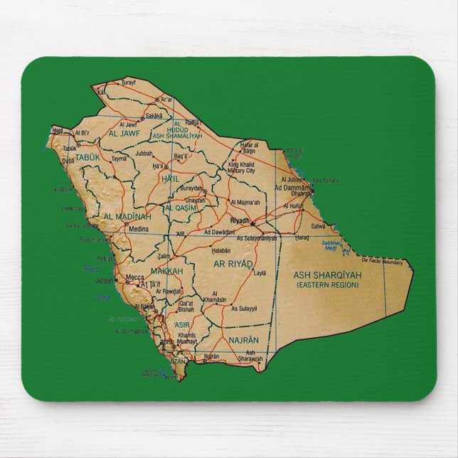 Saudiarabien Karta Mousepad Musmatta (Framsidan)