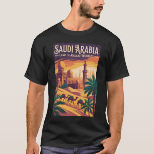 Saudiarabien Öken Illustration Resa Konst Retro T Shirt