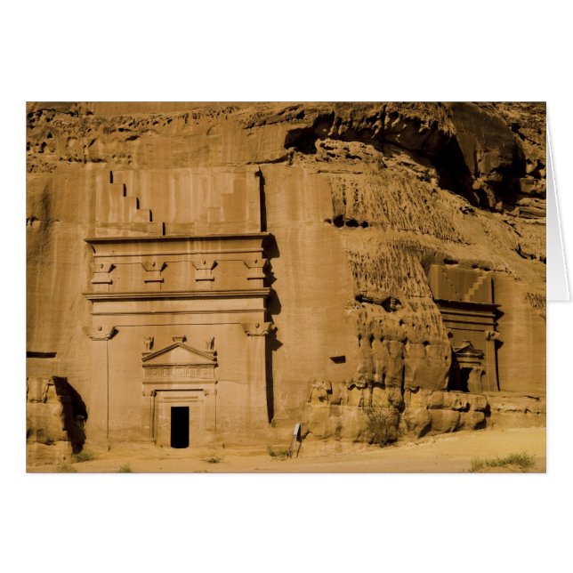 Saudiarabien plats av Madain Saleh, forntida 3 Hälsningskort (Framsidan Horizontal)