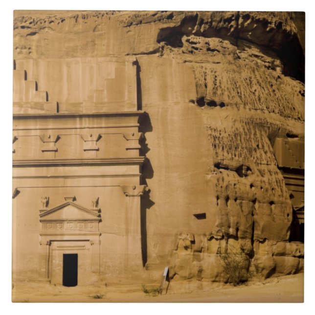 Saudiarabien plats av Madain Saleh, forntida 3 Kakelplatta (Framsidan)