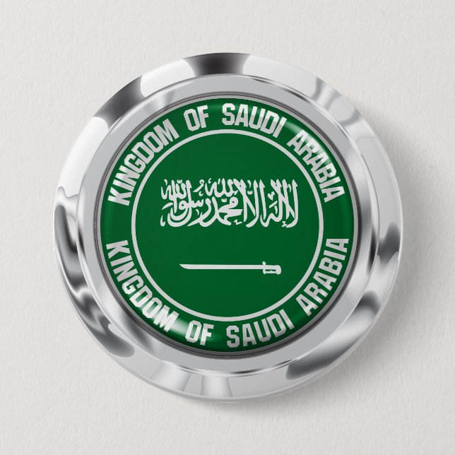 Saudiarabien Round Emblem Knapp (Framsida)
