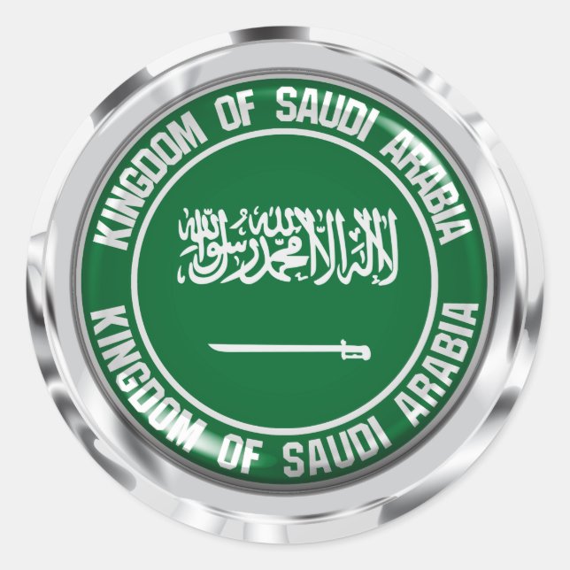 Saudiarabien Round Emblem Runt Klistermärke (Framsida)