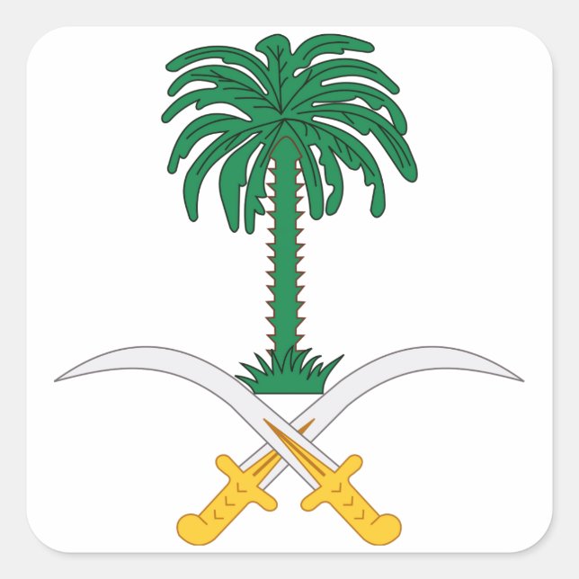 Saudiarabien vapensköld fyrkantigt klistermärke (Framsida)