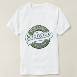 Saudiarabiens exploatör i äventyr logotyp t shirt