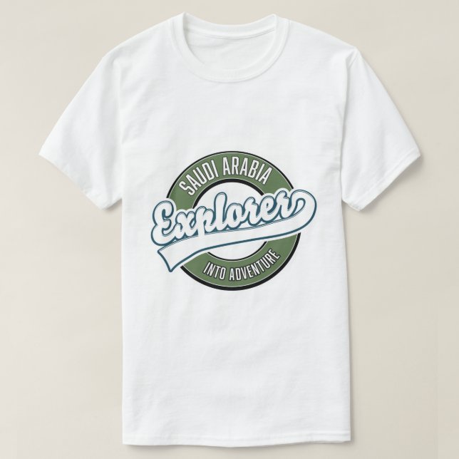 Saudiarabiens exploatör i äventyr logotyp t shirt (Design framsida)