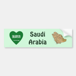 Saudiarabiens flagga Hjärta + Kartdekal Bildekal