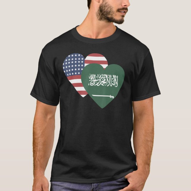 Saudiarabiens Flagga i souvenir för manar två T Shirt (Framsida)