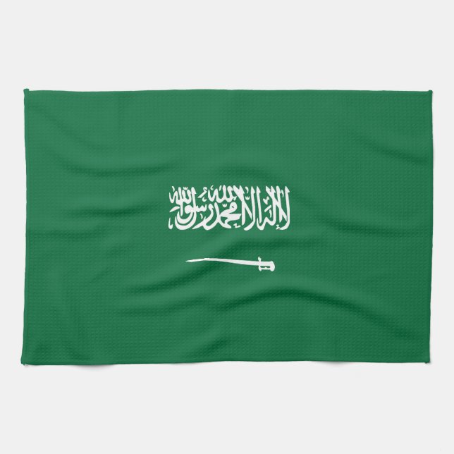 Saudiarabiens flagga kökshandduk (Horisontell)