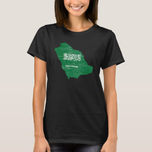 Saudiarabiens flagga med saudisk karta distressed t shirt