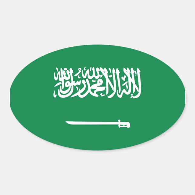 Saudiarabiens Flagga Ovalt Klistermärke (Framsida)