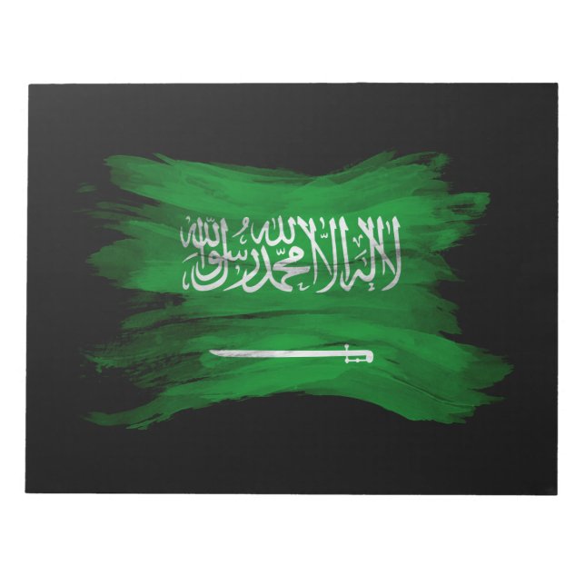 Saudiarabiens flagga, penseldrag, flagga anteckningsblock (Framsida)