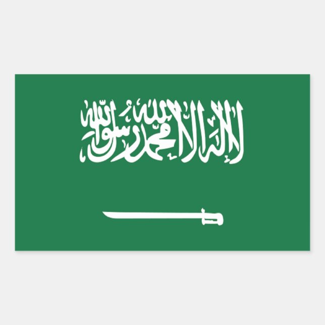 Saudiarabiens flagga rektangulärt klistermärke (Framsida)