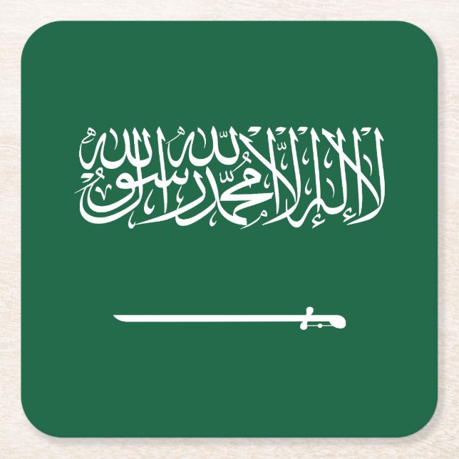 Saudiarabiens flagga underlägg papper kvadrat (Framsidan)