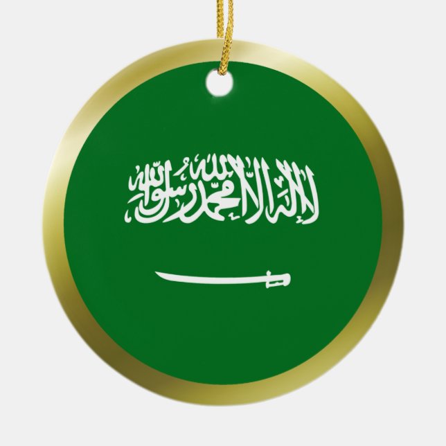 Saudiarabiens flaggprydnad julgransprydnad keramik (Framsidan)