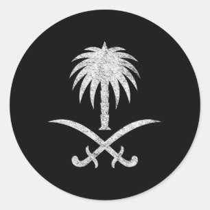 Saudiarabiens nationella Flagga Saudiarabien Emble Runt Klistermärke