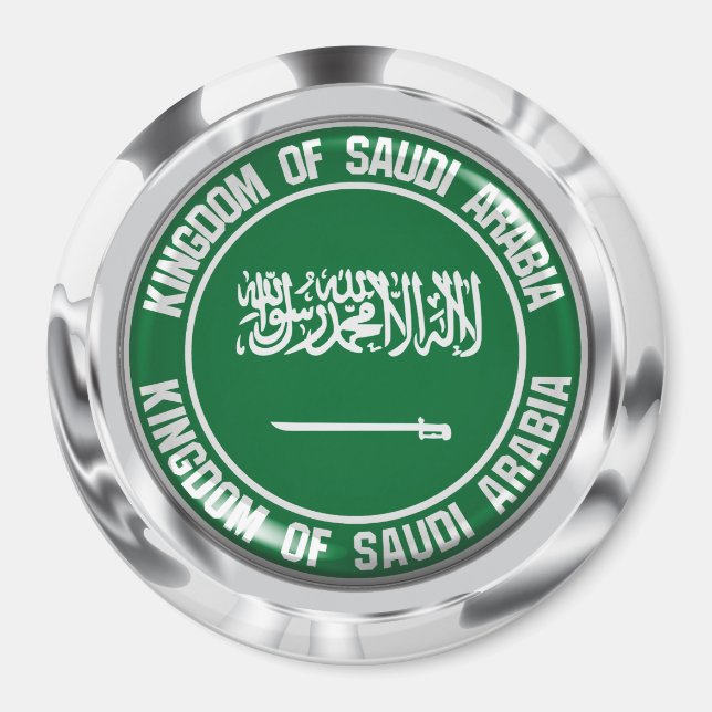 Saudiarabiens runda emblem magnet (Framsidan)