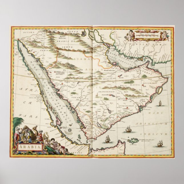 Saudiarabiens vintage Karta (1662) Poster (Framsidan)