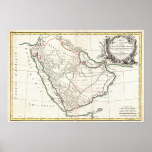 Saudiarabiens vintage Karta (1771) Poster
