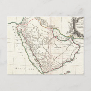 Saudiarabiens vintage Karta (1771) Vykort