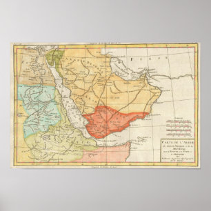 Saudiarabiens vintage Karta (1780) Poster