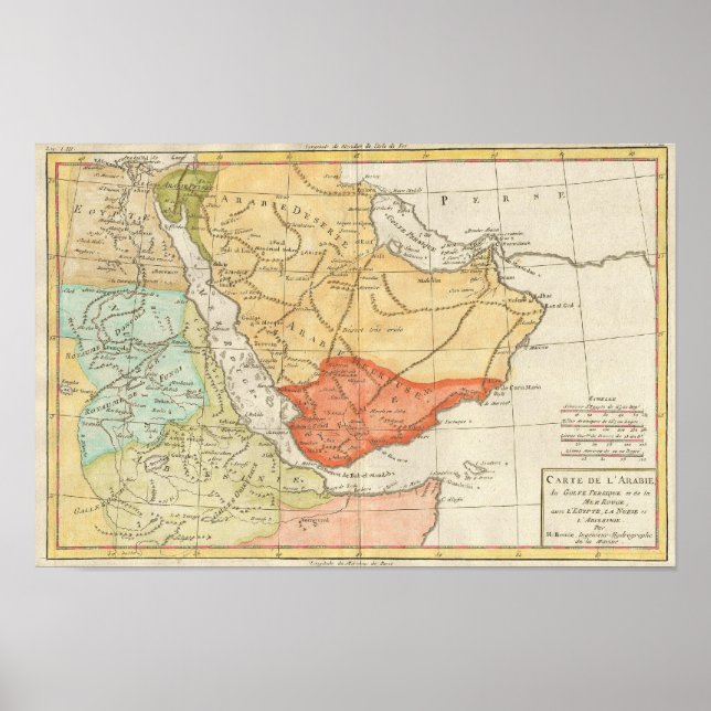 Saudiarabiens vintage Karta (1780) Poster (Framsidan)