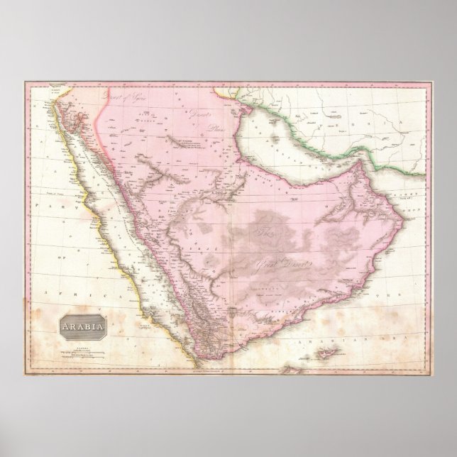 Saudiarabiens vintage Karta (1818) Poster (Framsidan)