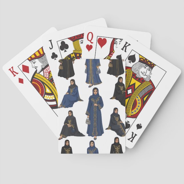 Saudiska Kvinnor i Färgrika Abayas Mönster Casinokort (Baksidan)