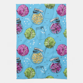 Sauerkraut Fermentation Ingredients Mönster Kökshandduk