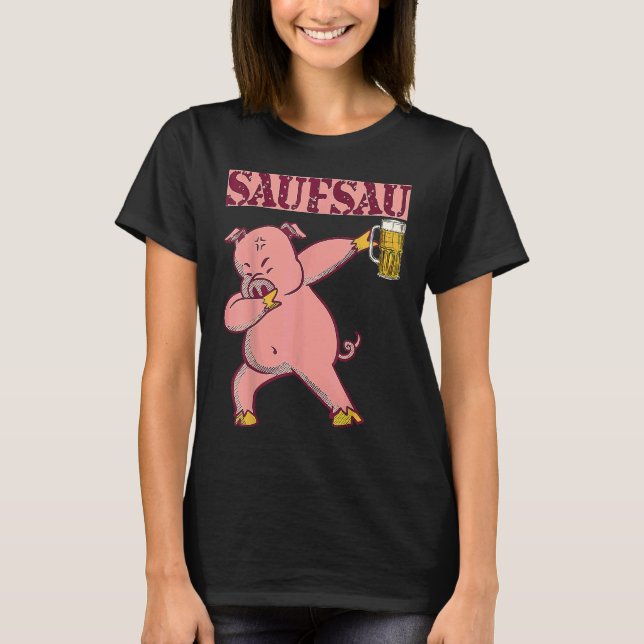 Saufsau dabbing öl gris party pub rampensau jug t shirt (Framsida)