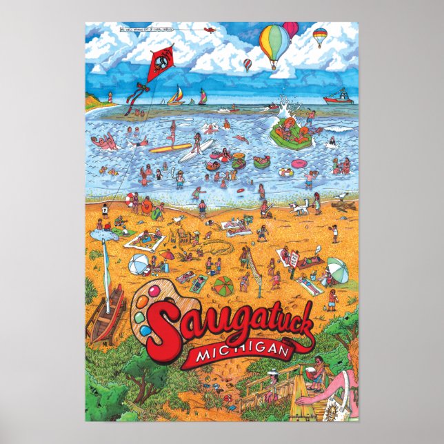 Saugatuck Beach Poster (liten 13-tums x 19-tums) (Framsidan)